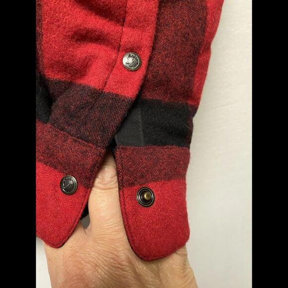 Fallj Raven Womens Red-Black Button-Up Flannel Coat Swedish Wool Cozy Sz L NWT - Picture 7 of 15